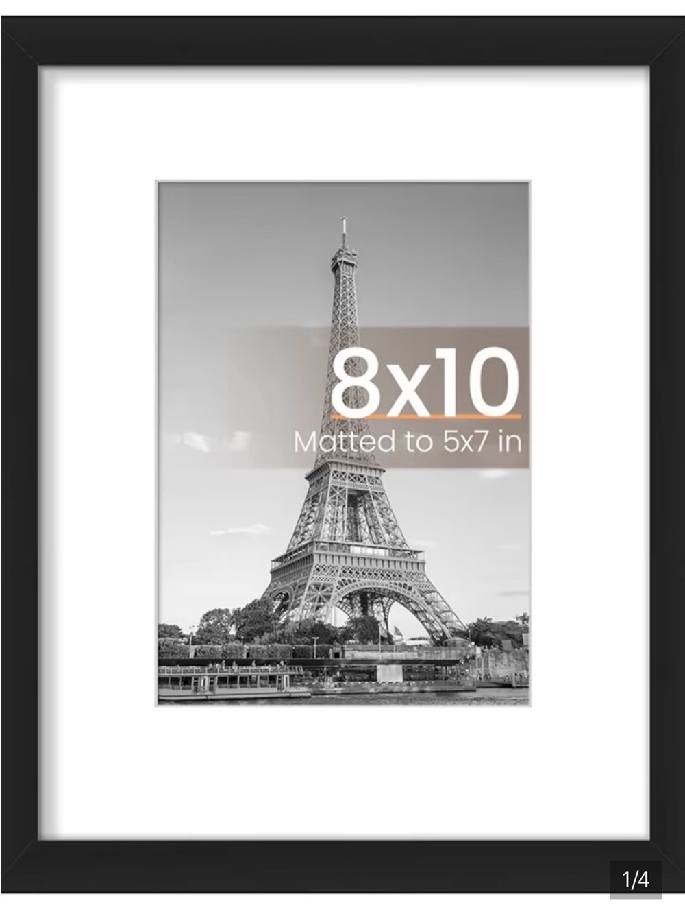 Set of 2 Black 8x10 Picture Frames with Mat | Displays 5x7 or 8x10 Photos